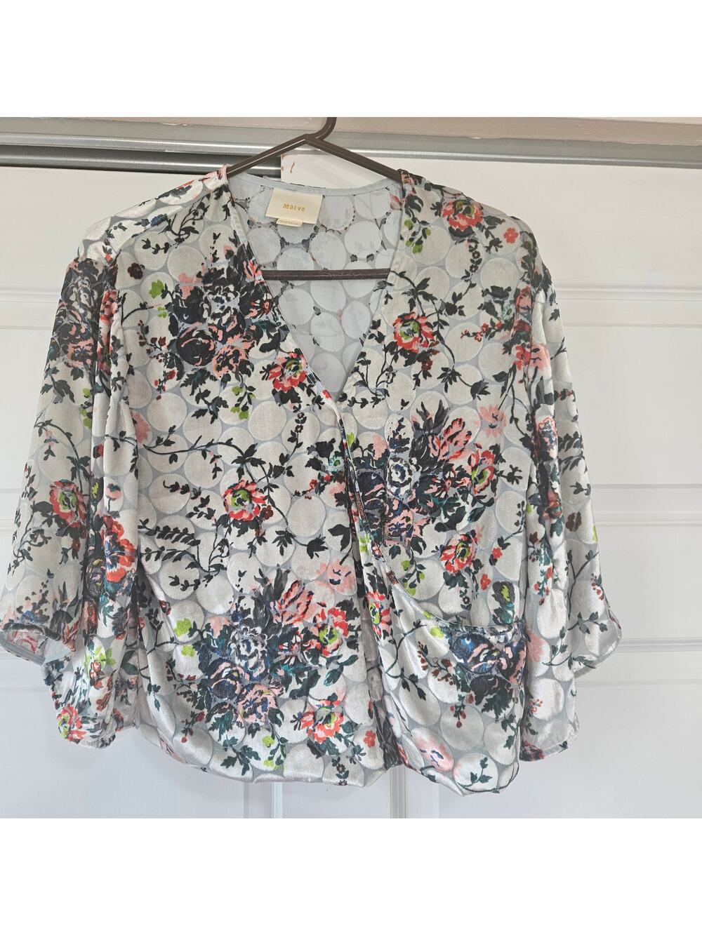 Anthropologie Maeve Umi Floral Velvet Burnout Wrap Top - Size XS
